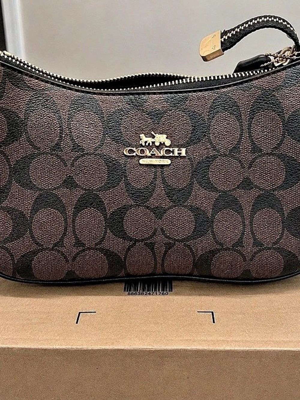 Coach Teri Shoulder Bag in Signature Canvas Brown & Black